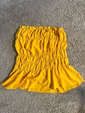 SHEIN Yellow Smocked Ruffle tube top - Women